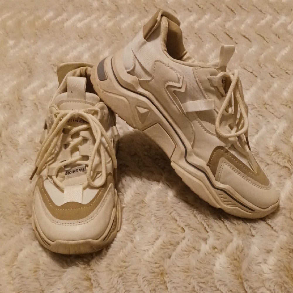 Beige and Cream Chunky Sneakers